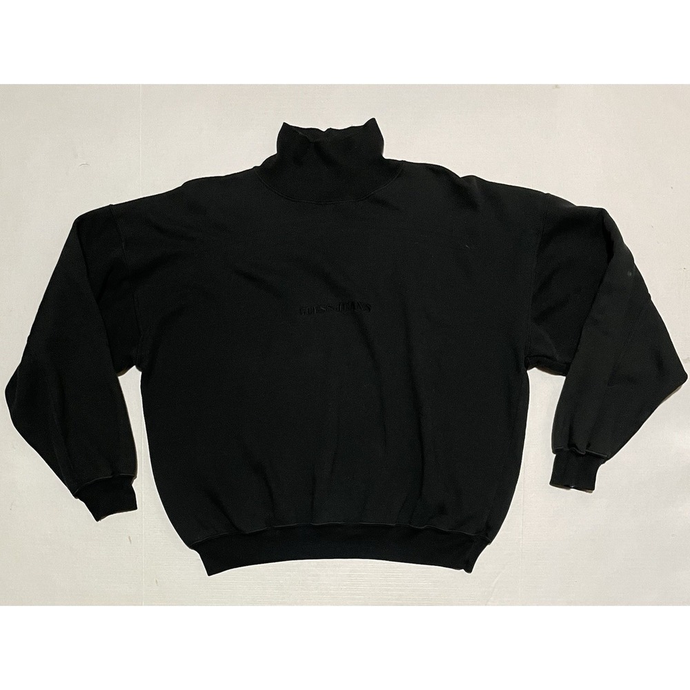 Vintage 90s Guess Jeans Georges Marciano Black Mock Turtleneck Sweatshirt Large